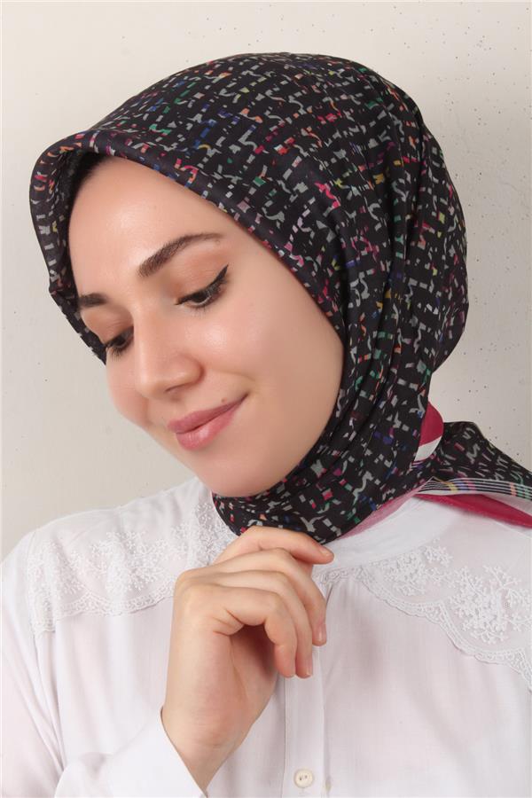 Nirvana Soft Eşarp 3347-6 Siyah-Pembe