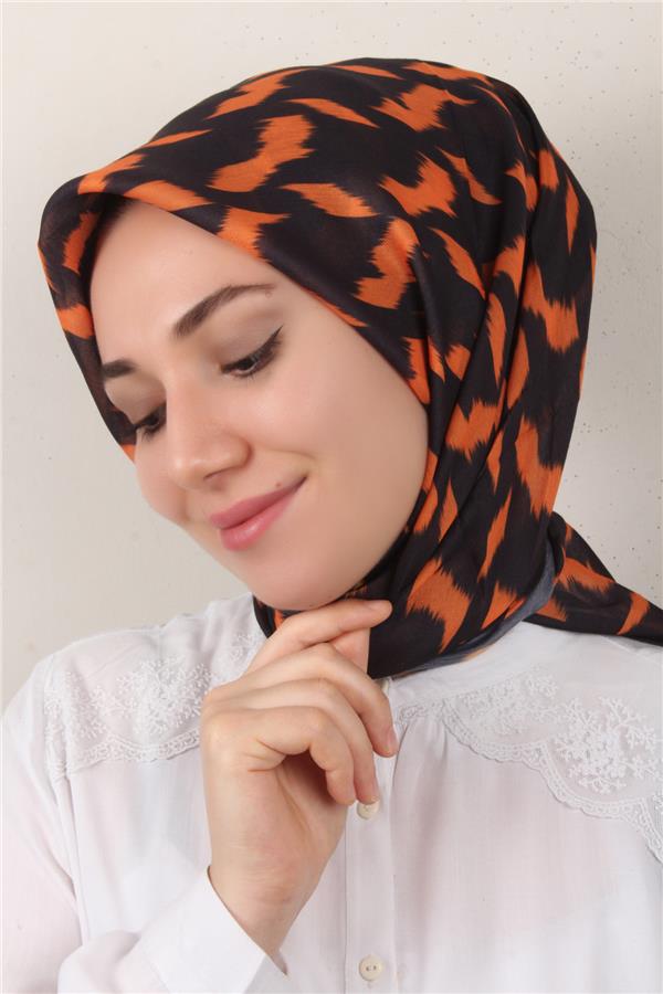 Nirvana Soft Eşarp 3348-14 Siyah-Turuncu