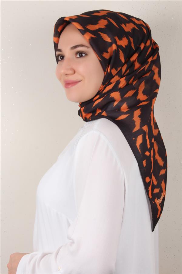 Nirvana Soft Eşarp 3348-14 Siyah-Turuncu
