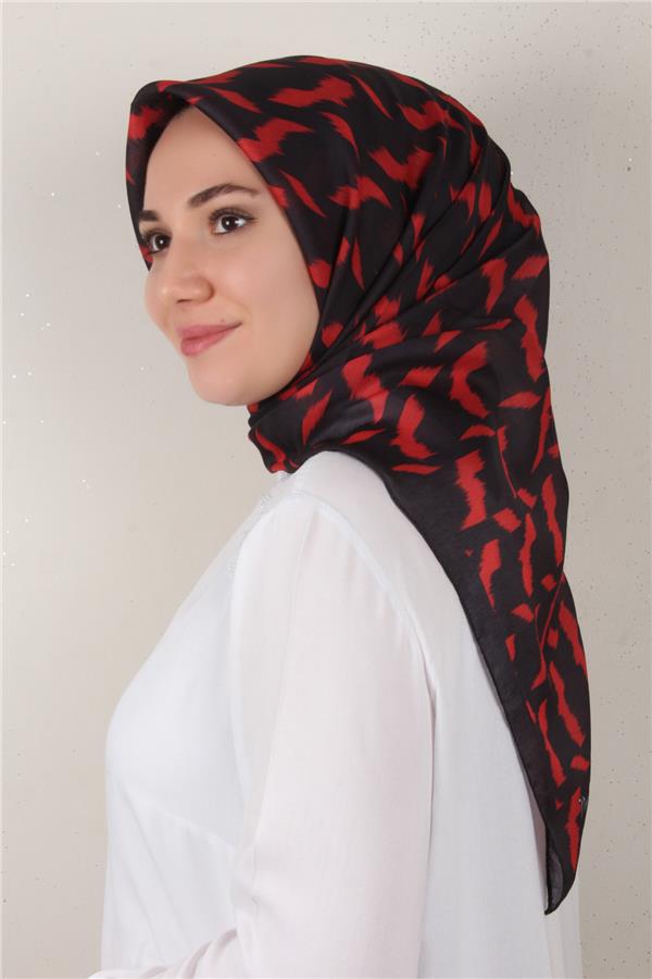 Nirvana Soft Eşarp 3348-25 Siyah-Kırmızı