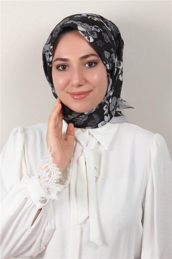 Nirvana Soft Eşarp 8093-7 Siyah-Gri