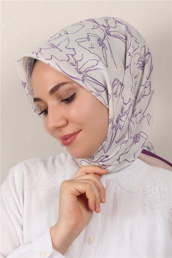 Nirvana Soft Eşarp 8098-15 Mor-Bej