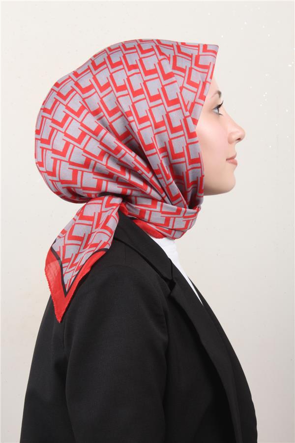 Nirvana Soft Eşarp 8110-17 Kırmızı-Gri