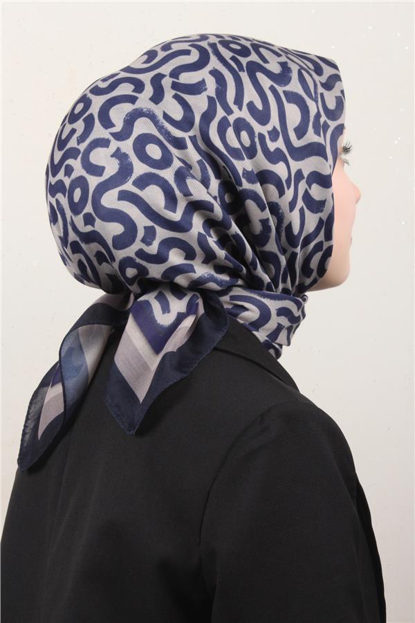 Nirvana Soft Eşarp 8111-7 Lacivert-Taş