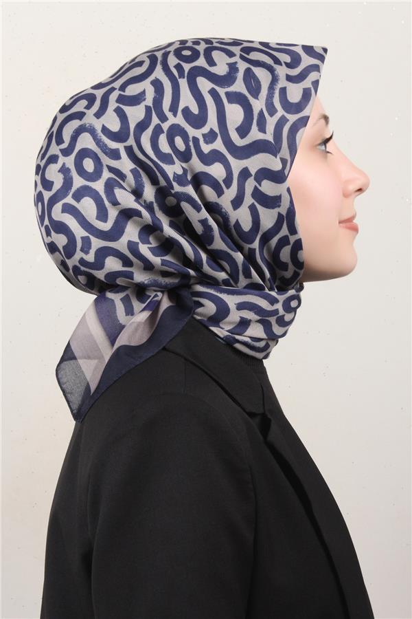 Nirvana Soft Eşarp 8111-7 Lacivert-Taş