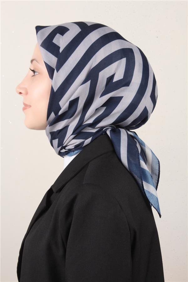 Nirvana Soft Eşarp 8113-11 Lacivert-Gri