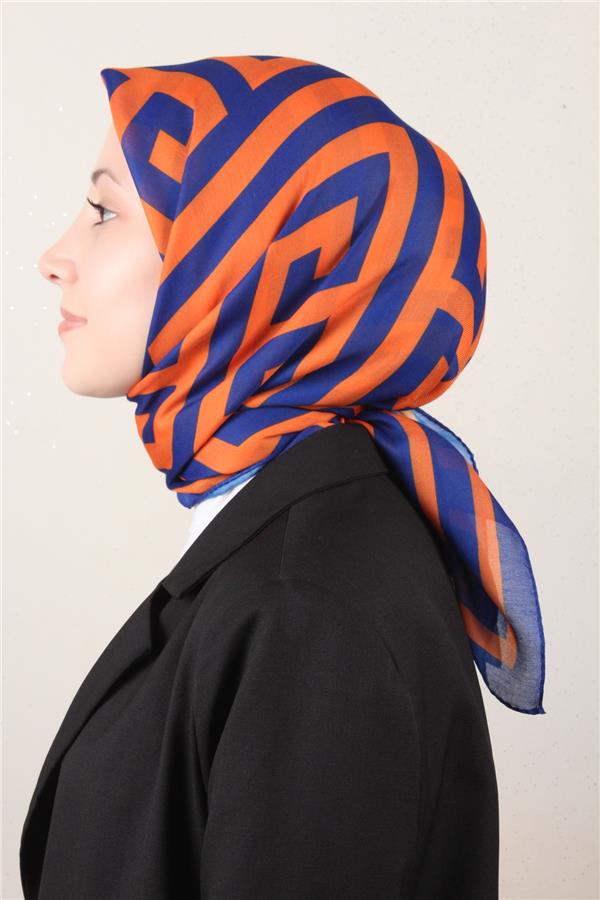 Nirvana Soft Eşarp 8113-15 Saks-Turuncu