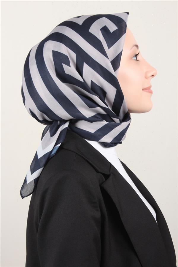 Nirvana Soft Eşarp 8113-17 Lacivert-Gri