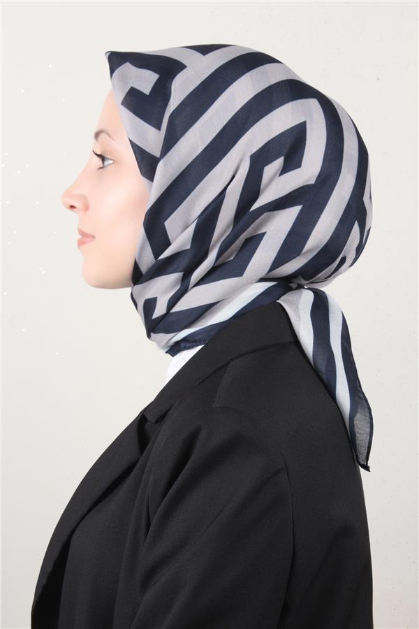 Nirvana Soft Eşarp 8113-17 Lacivert-Gri