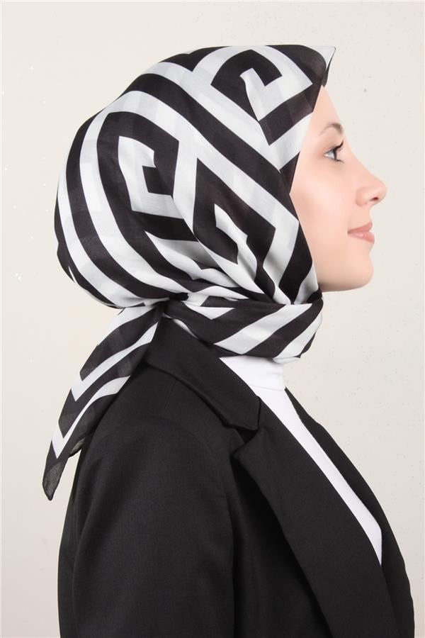 Nirvana Soft Eşarp 8113-2 Siyah-Beyaz