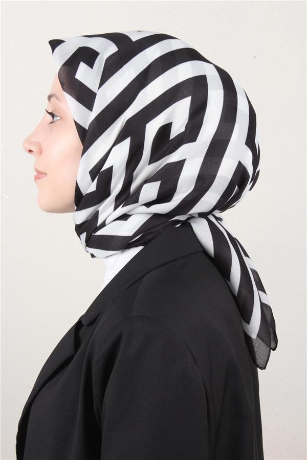 Nirvana Soft Eşarp 8113-2 Siyah-Beyaz