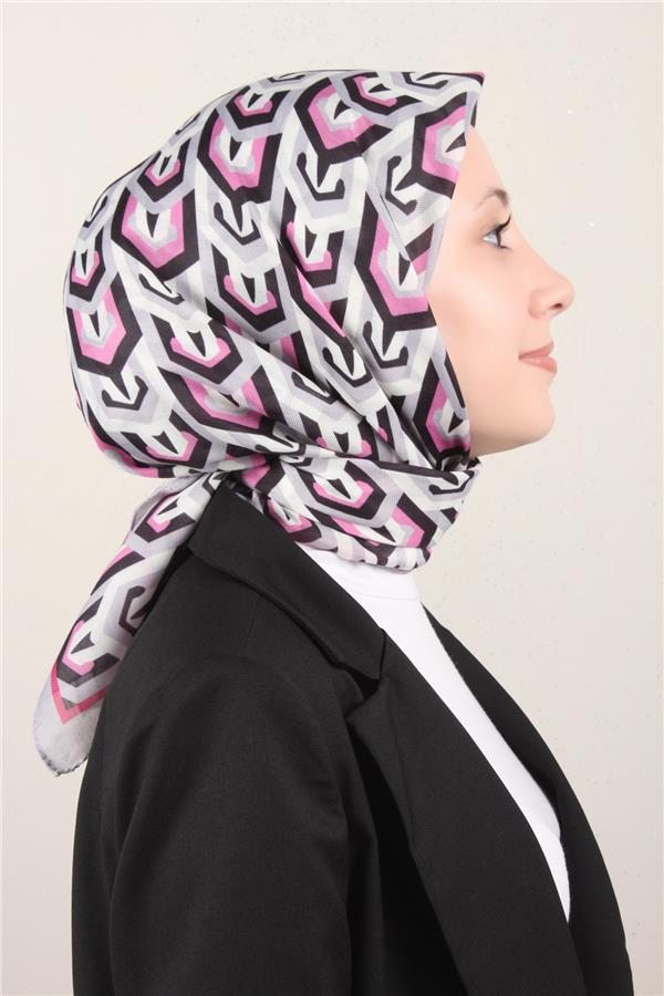 Nirvana Soft Eşarp 8114-6 Gri-Pembe