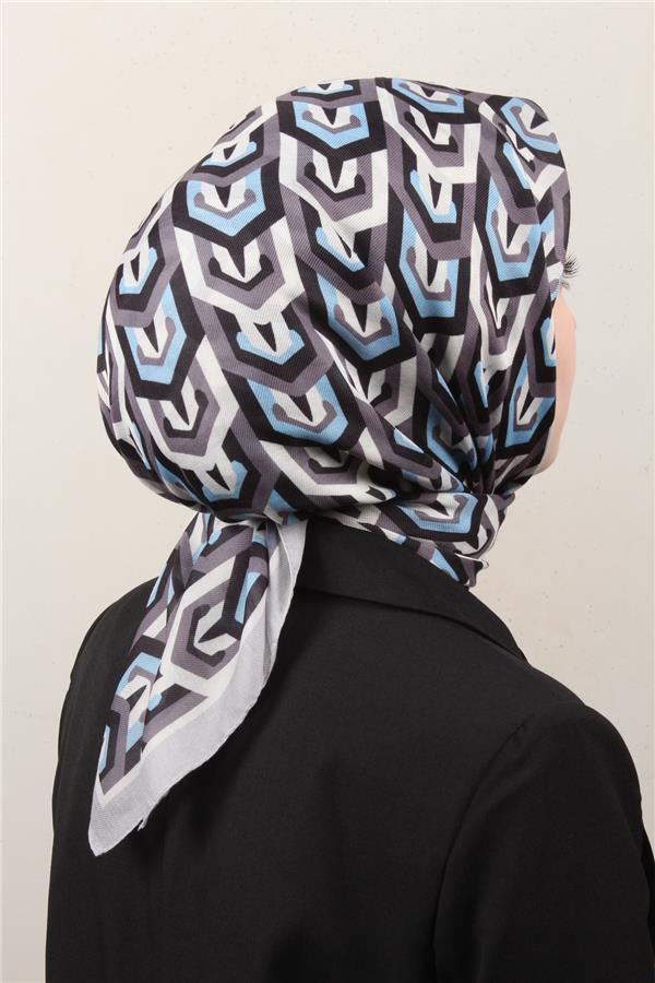 Nirvana Soft Eşarp 8114-8 Gri-Mavi