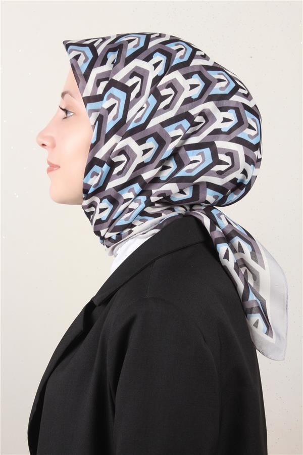 Nirvana Soft Eşarp 8114-8 Gri-Mavi