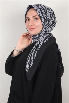 Pamuklu 140x140 Cm Eşarp 1070-89 Siyah