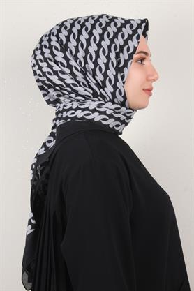 Pamuklu 140x140 Cm Eşarp 1070-89 Siyah