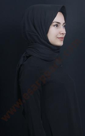 Pamuklu 140x140 Cm Eşarp 1096-23 Siyah