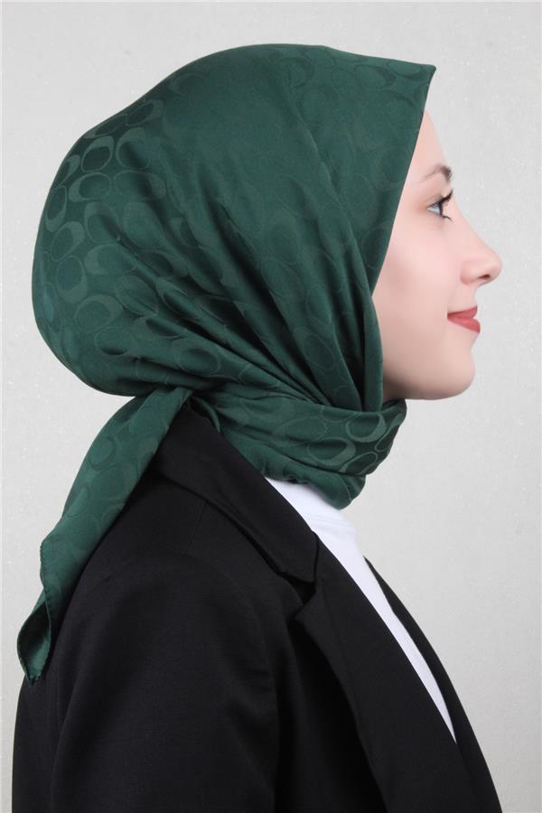 Pamuklu Jakar Eşarp 4114-10 Zümrüt