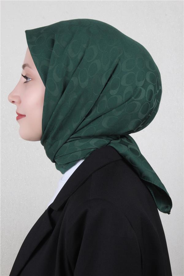 Pamuklu Jakar Eşarp 4114-10 Zümrüt
