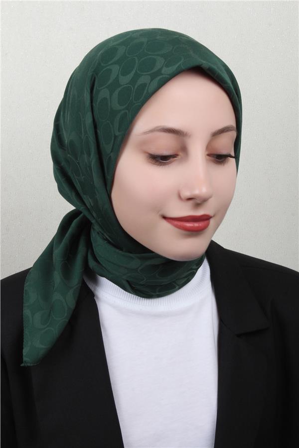 Pamuklu Jakar Eşarp 4114-10 Zümrüt