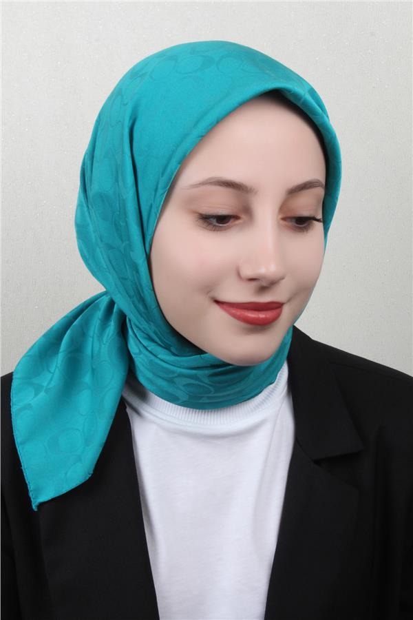 Pamuklu Jakar Eşarp 4114-11 Turkuaz