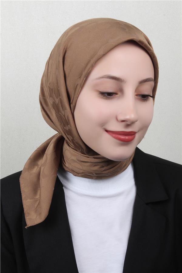 Pamuklu Jakar Eşarp 4114-12 Karamel
