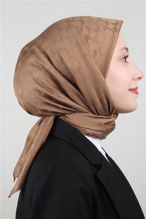 Pamuklu Jakar Eşarp 4114-12 Karamel