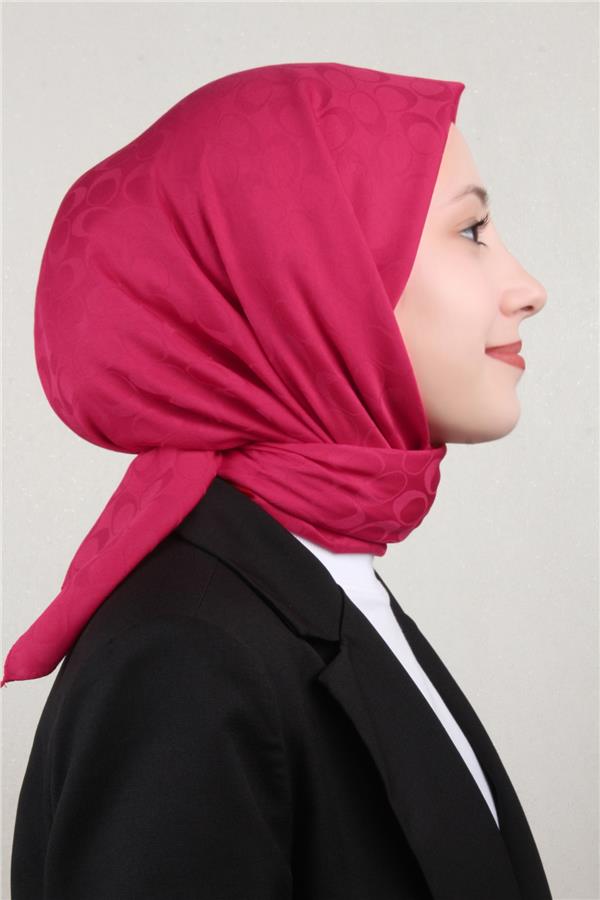 Pamuklu Jakar Eşarp 4114-15 Fuşya