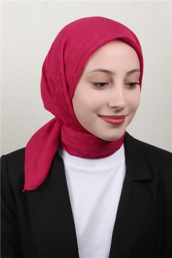 Pamuklu Jakar Eşarp 4114-15 Fuşya