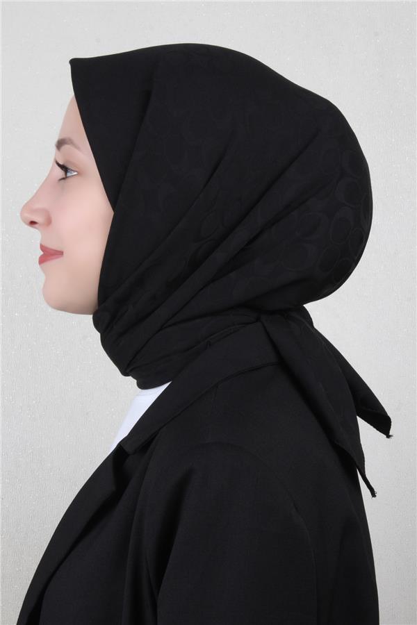 Pamuklu Jakar Eşarp 4114-17 Siyah