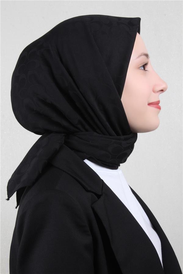 Pamuklu Jakar Eşarp 4114-17 Siyah