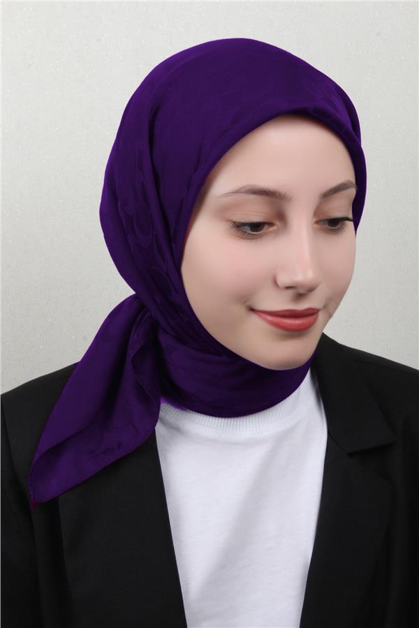 Pamuklu Jakar Eşarp 4114-24 Mor