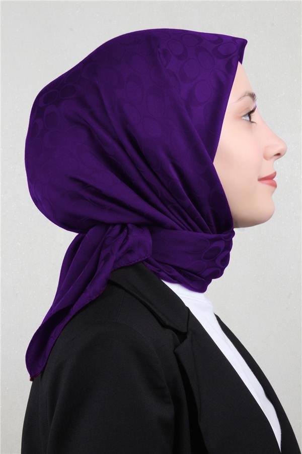 Pamuklu Jakar Eşarp 4114-24 Mor