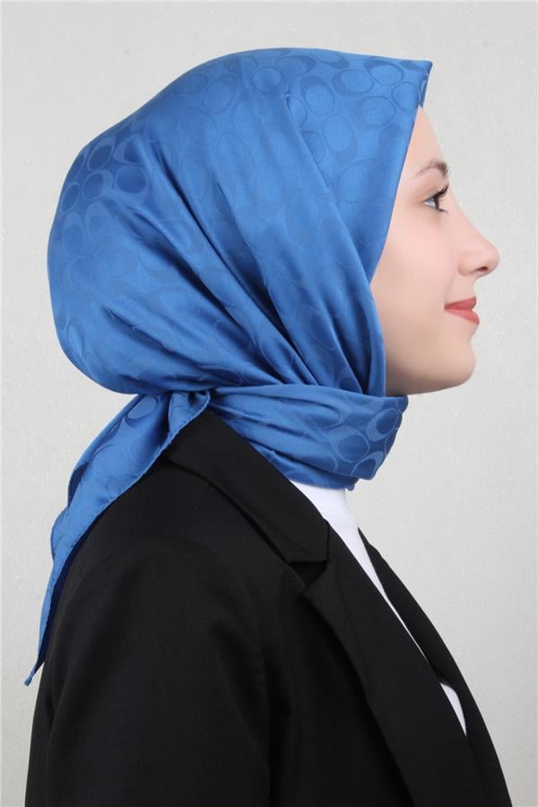 Pamuklu Jakar Eşarp 4114-28 Mavi