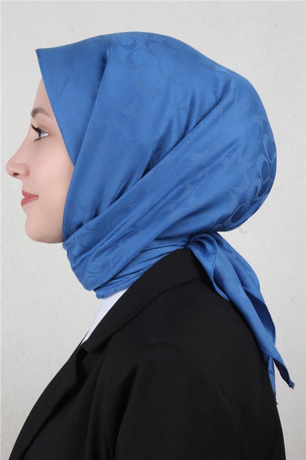 Pamuklu Jakar Eşarp 4114-28 Mavi