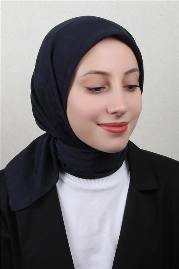 Pamuklu Jakar Eşarp 4114-29 Lacivert