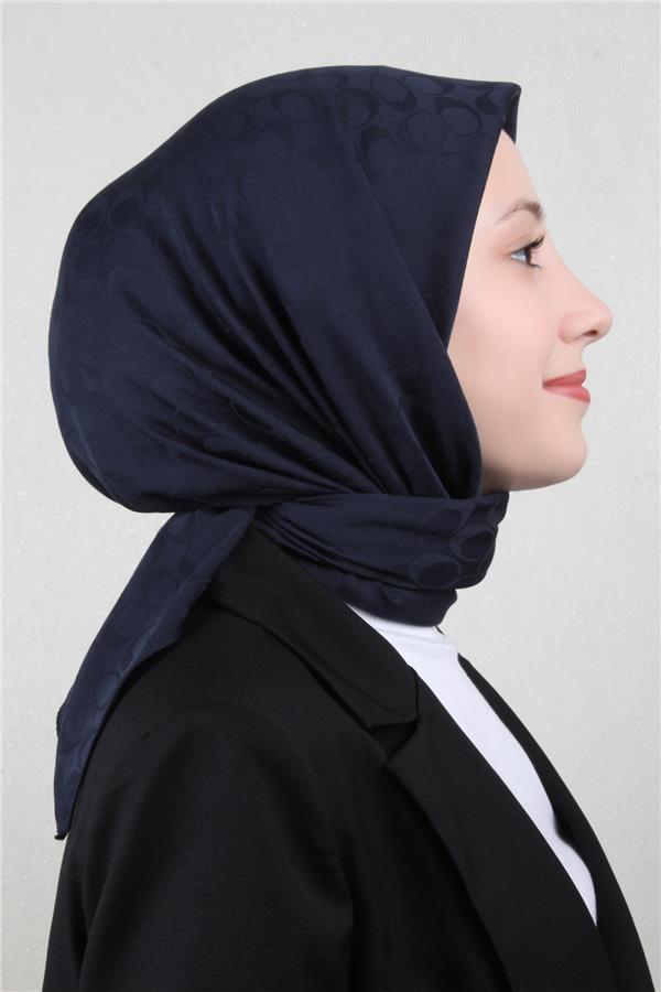 Pamuklu Jakar Eşarp 4114-29 Lacivert