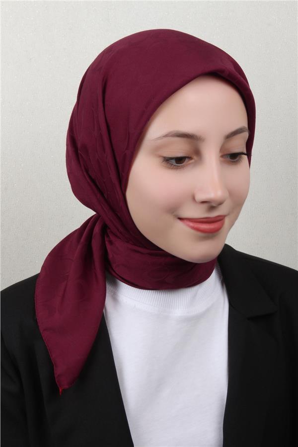 Pamuklu Jakar Eşarp 4114-30 Bordo
