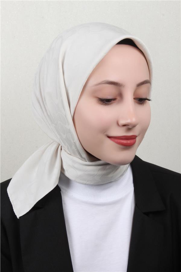 Pamuklu Jakar Eşarp 4114-4 Kemik