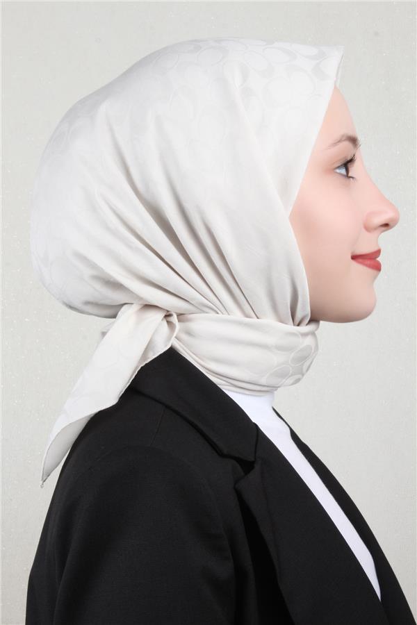 Pamuklu Jakar Eşarp 4114-4 Kemik