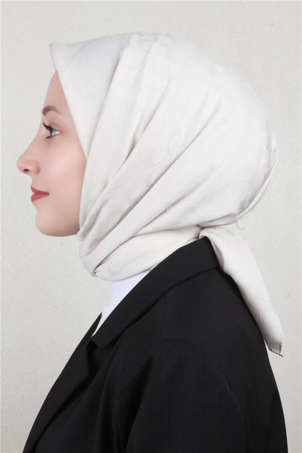 Pamuklu Jakar Eşarp 4114-4 Kemik