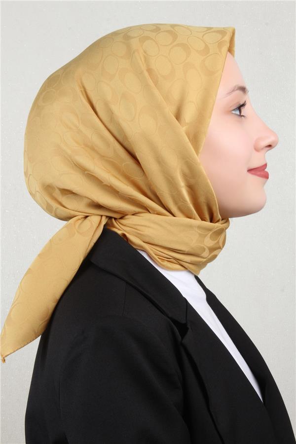 Pamuklu Jakar Eşarp 4114-5 Hardal