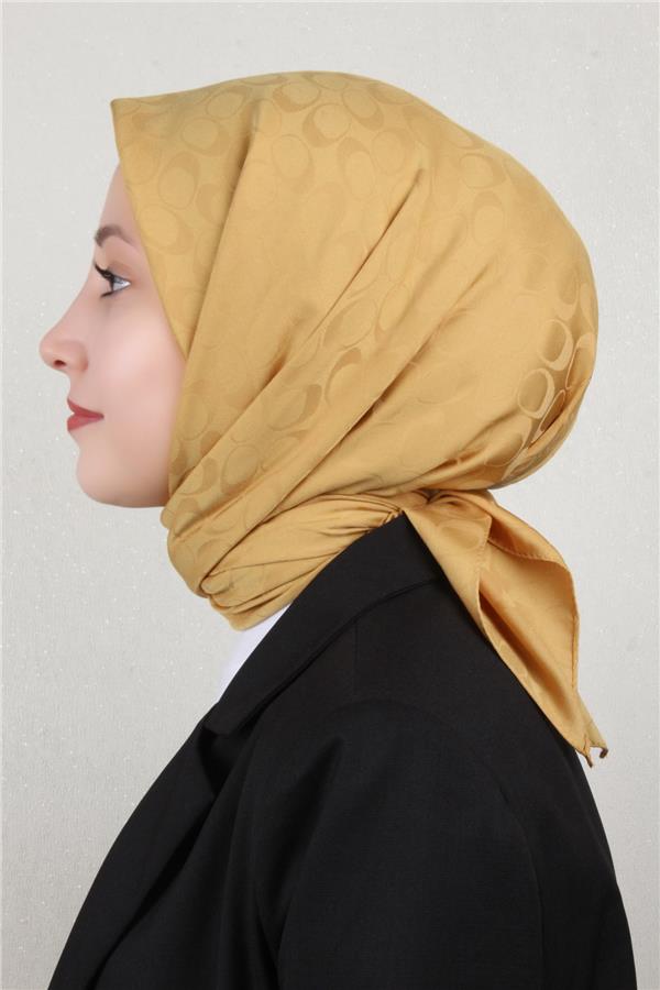 Pamuklu Jakar Eşarp 4114-5 Hardal