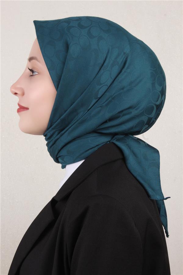 Pamuklu Jakar Eşarp 4114-7 Petrol Mavisi