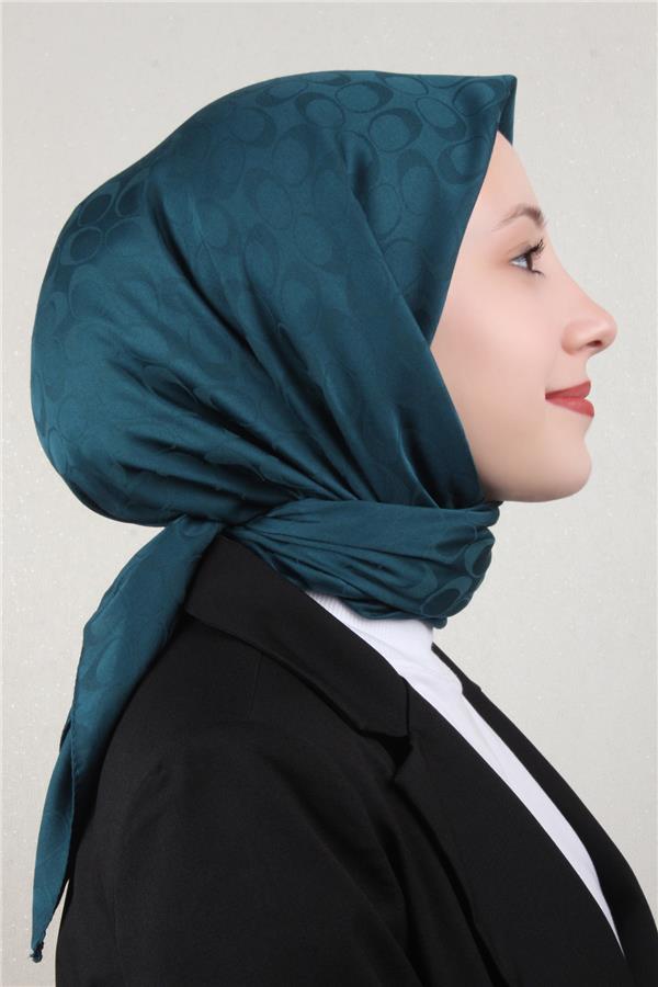 Pamuklu Jakar Eşarp 4114-7 Petrol Mavisi