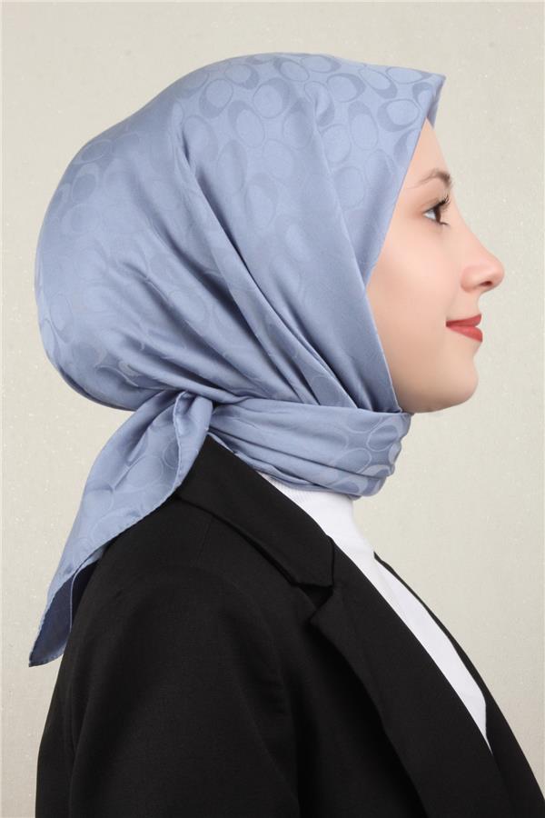 Pamuklu Jakar Eşarp 4114-8 Bebe Mavisi