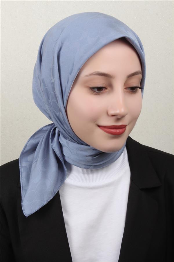 Pamuklu Jakar Eşarp 4114-8 Bebe Mavisi