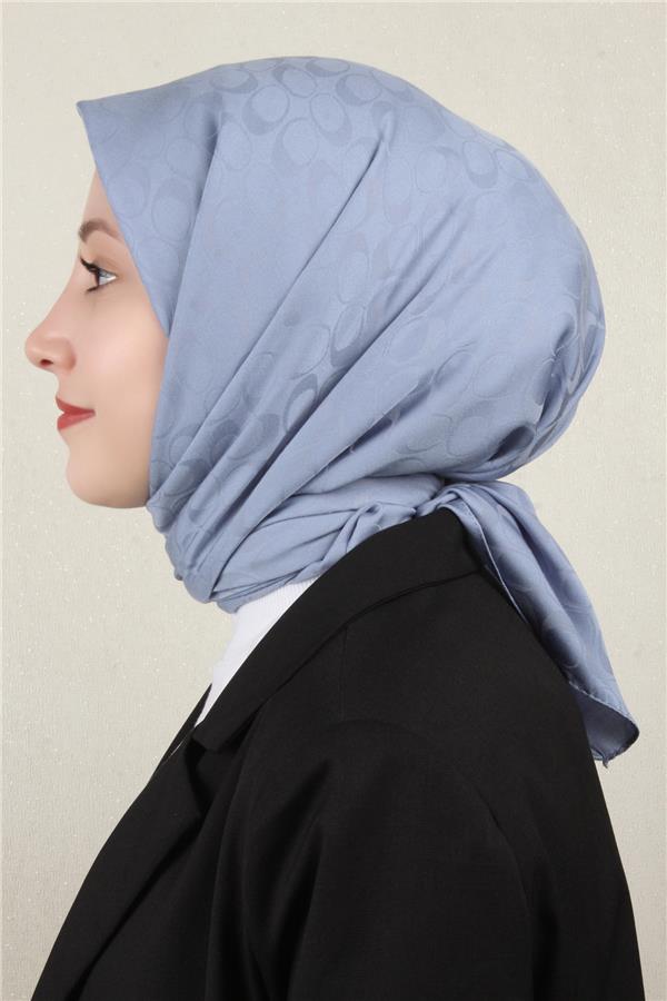 Pamuklu Jakar Eşarp 4114-8 Bebe Mavisi