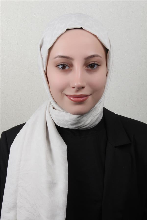 Pamuklu Jakar Şal 4113-22 Kemik