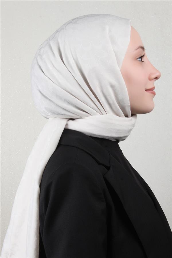 Pamuklu Jakar Şal 4113-22 Kemik